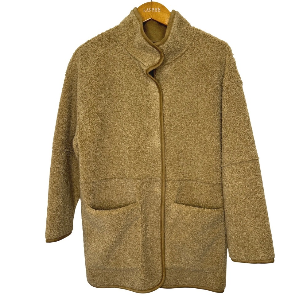 Vince Teddy Faux Suede Jacket Womens Small Brown